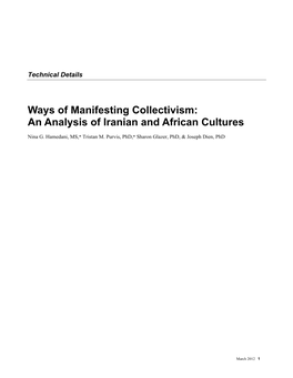 Ways of Manifesting Collectivism: an Analysis of Iranian and African Cultures