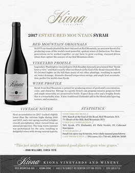 2017 Estate Red Mountain Syrah