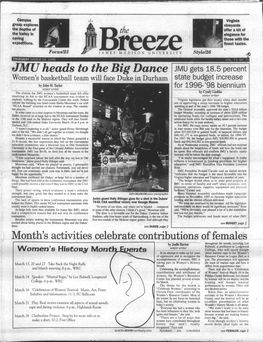 JMU Heads to the Big Dance Month's Activities Celebrate