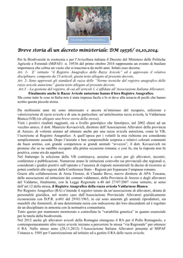 Breve Storia Di Un Decreto Ministeriale: DM 19536/ 01,10,2014