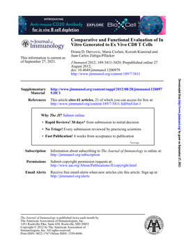 Vitro Generated to Ex Vivo CD8 T Cells Comparative and Functional