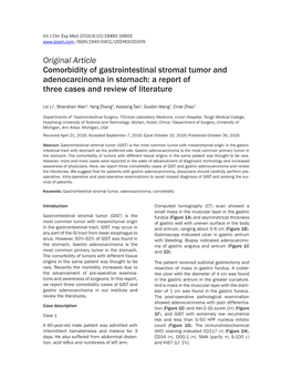 Comorbidity of Gastrointestinal Stromal Tumor and Adenocarcinoma in Stomach: a Report of Three Cases and Review of Literature