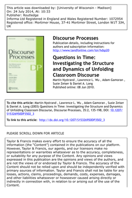 Discourse Processes Questions in Time