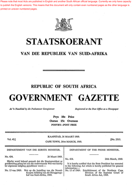 ESTABLISHMENT of the NORTHERN CAPE DIVISION of the SUPREME COURT of SOUTH AFRICA Acf, 1969