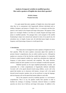 Analysis of Temporal Variables in Modified Speeches: How Native Speakers of English Slow Down Their Speeches?