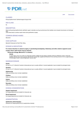 Miochol-E (Acetylcholine Chloride) Dose, Indications, Adverse Effects, Interactions