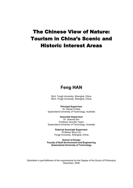 The Chinese View of Nature: Tourism in China’S Scenic and Historic Interest Areas