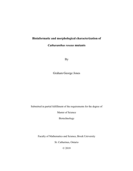 Bioinformatic and Morphological Characterization of Catharanthus