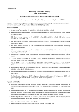 (“888” Or the “Group”) Audited Annual Financial