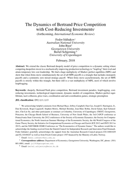 The Dynamics of Bertrand Price Competition