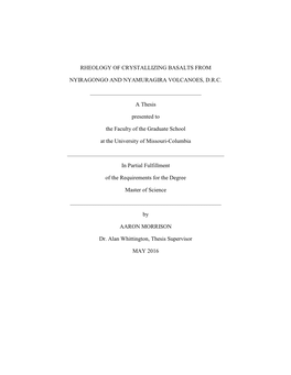 Rheology of Crystallizing Basalts from Nyiragongo and Nyamuragira Volcanoes, D.R.C