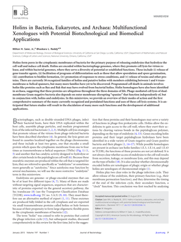 Holins in Bacteria, Eukaryotes, and Archaea: Multifunctional Xenologues with Potential Biotechnological and Biomedical Applications