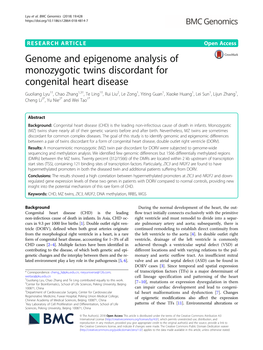 Genome and Epigenome Analysis of Monozygotic Twins Discordant For