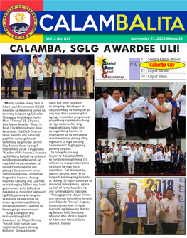 Calamba, Sglg Awardee Uli!