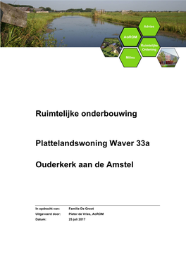 Ruimtelijke Onderbouwing Plattelandswoning Waver 33A, Ouderkerk Aan De Amstel Pagina 1