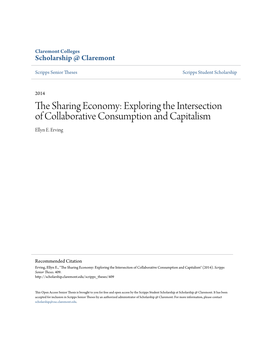 The Sharing Economy: Exploring the Intersection of Collaborative Consumption and Capitalism