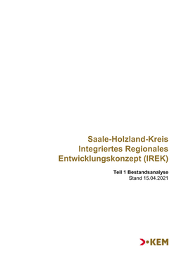 Saale-Holzland-Kreis Integriertes Regionales Entwicklungskonzept (IREK)