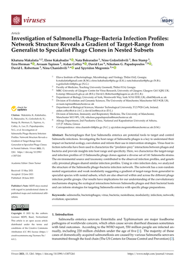 Investigation of Salmonella Phage–Bacteria Infection Profiles