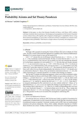 Probability Axioms and Set Theory Paradoxes