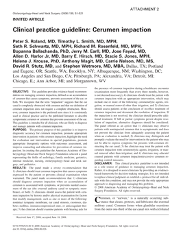 Clinical Practice Guideline: Cerumen Impaction