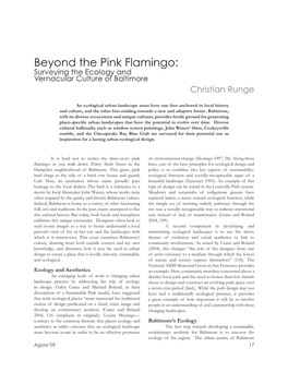 Beyond the Pink Flamingo: Surveying the Ecology and Vernacular Culture of Baltimore Christian Runge