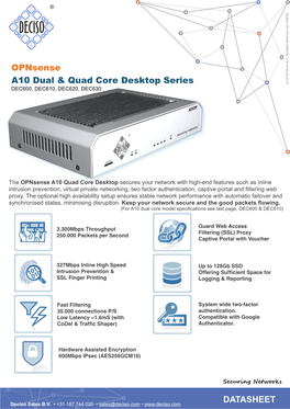 Opnsense A10 Dual & Quad Core Desktop Series DATASHEET