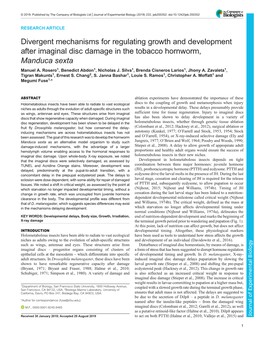 Divergent Mechanisms for Regulating Growth and Development After Imaginal Disc Damage in the Tobacco Hornworm, Manduca Sexta Manuel A