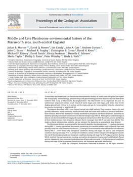 Middle and Late Pleistocene Environmental History of The