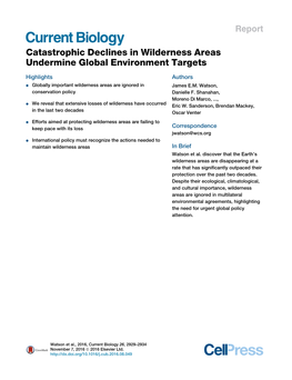 Catastrophic Declines in Wilderness Areas Undermine Global Environment Targets