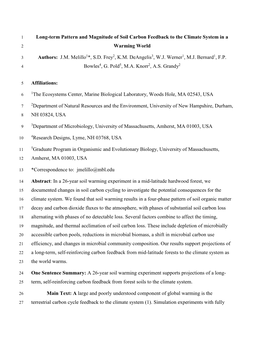 Long-Term Pattern and Magnitude of Soil Carbon Feedback to the Climate System in a 2 Warming World