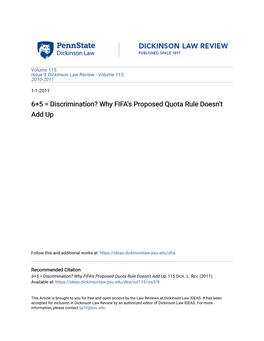 Why FIFA's Proposed Quota Rule Doesn't Add Up