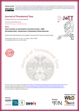 Journal of Threatened Taxa