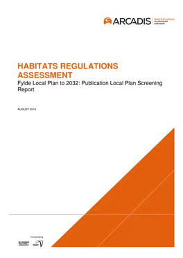 Habitats REGULATIONS ASSESSMENT Fylde Local Plan to 2032: Publication Local Plan Screening Report