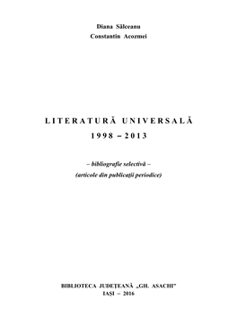 Literatură Universală, Istorie Şi Critică Literară (1 Ianuarie 2000 - 15 Iunie 2005), Publicată În 2005