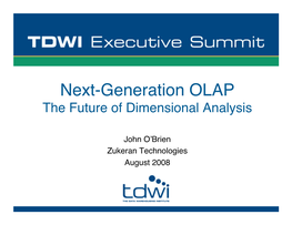 Next-Generation OLAP the Future of Dimensional Analysis