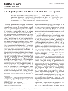 Anti-Erythropoietin Antibodies and Pure Red Cell Aplasia