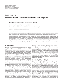 Evidence-Based Treatments for Adults with Migraine