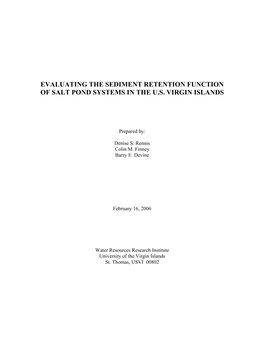 Evaluating the Sediment Retention Functions of Salt Pond Systems In