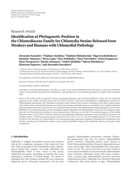 Identification of Phylogenetic Position in the Chlamydiaceae Family For