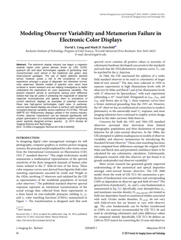 Modeling Observer Variability and Metamerism Failure in Electronic Color Displays David L