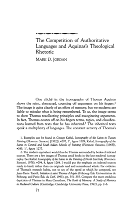 The Competition of Authoritative Languages and Aquinas's Theological Rhetoric MARK D