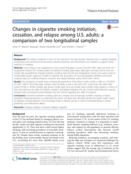 Changes in Cigarette Smoking Initiation, Cessation, and Relapse Among U.S