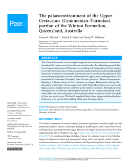 The Palaeoenvironment of the Upper Cretaceous (Cenomanian–Turonian) Portion of the Winton Formation, Queensland, Australia