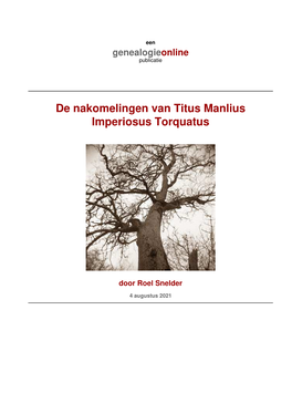 De Nakomelingen Van Titus Manlius Imperiosus Torquatus