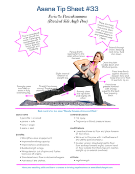 Asana Tip Sheet #33 Parivrtta Parsvakonasana