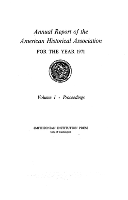 Annual Report of the American Historical Association