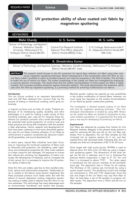 UV Protection Ability of Silver Coated Coir Fabric by Magnetron Sputtering