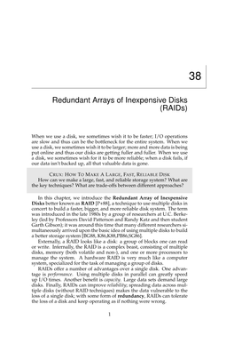 Redundant Arrays of Inexpensive Disks (Raids)