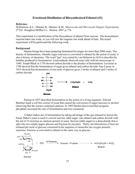Fractional Distillation of Biosynthesized Ethanol (#2)
