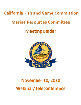 November 10, 2020 Marine Resources Committee Meeting